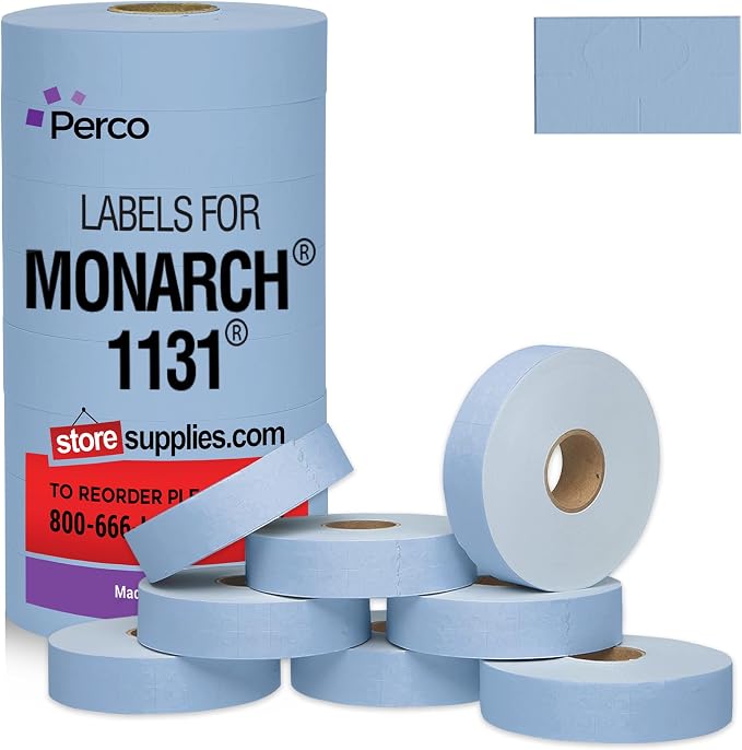 Pricing Labels for Monarch 1131 Blue - 20,000 Labels w/ 8 Rolls Value Pack, 1 Sleeve - Made in USA