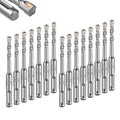 GEINXURN 15 PCS 1/4" x 4" Double Thread Rotary Hammer Drill Bits, Masonry Drill Bits Tool Set Carbide Tipped, Drilling in Brick, Stone and Concrete, Cement Walls