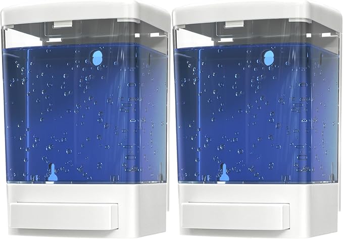 Commercial Soap Dispenser Wall Mount for Bathroom (2-Pack), Wall Mounted Hand Soap/Sanitizer Dispenser for Home or Business (White), by EnBath