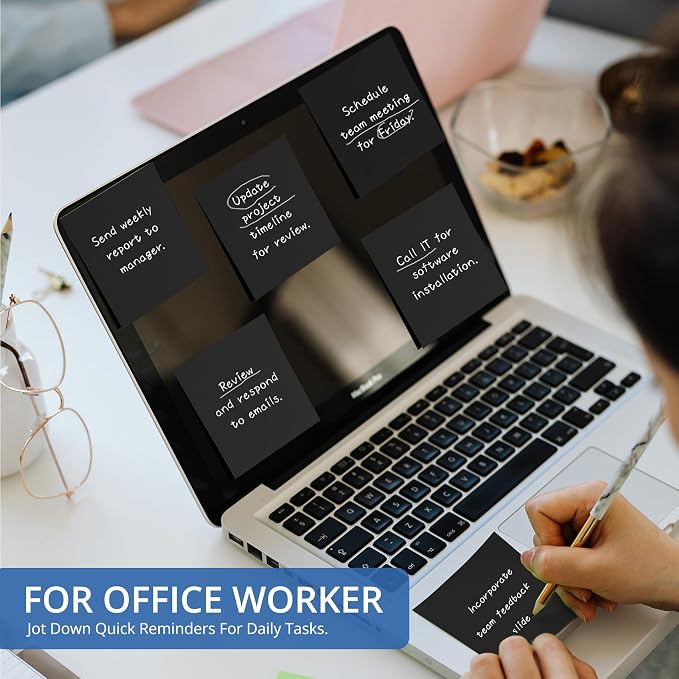Sticky Notes, 36 Pads, 3x3 Inches Self-Stick Note Pads, Perfect for Office, Study, and Daily Life Organization - Black
