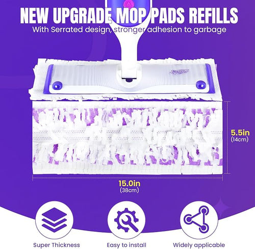 100 Pcs Power Mop Pads for Swiffer PowerMop 500+ Strips Multi-Surface Refill Pad Disposable Spray Mopping Pads Head Refills for Floor Cleaning (Quick-Absorb, No Residue & Disposable)