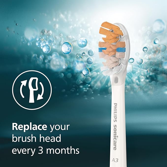 Philips Sonicare A3 All-in-One - Genuine Replacement Electric Toothbrush Heads, White, 2 Pack, HX9092/77