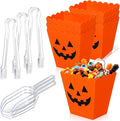 61 oz 6 Halloween Candy Bar Containers with 3 Tongs and 3 Scoops | Candy Bar Supplies, Reusable Plastic Spooky Pumpkin Serving Bowl, Candy Buffet Station Party Supplies, Dessert Snack Box