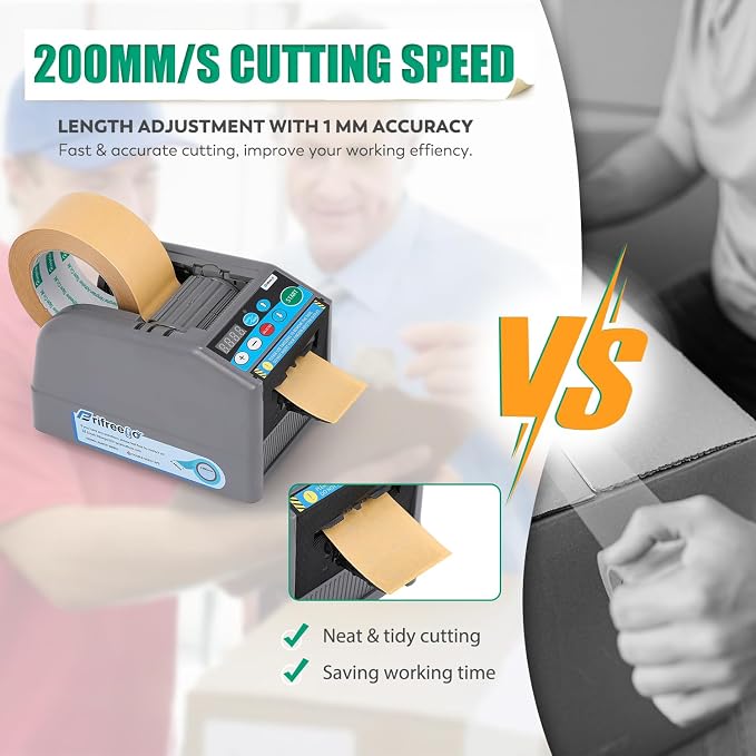 Automatic Tape Dispenser Electric Tape Cutter, 39" MAX Cutting Length, with Manual & Auto Modes, Cutting Various Tapes with 0.24-2.36" Width, for Office Warehouse Use, Package Packing