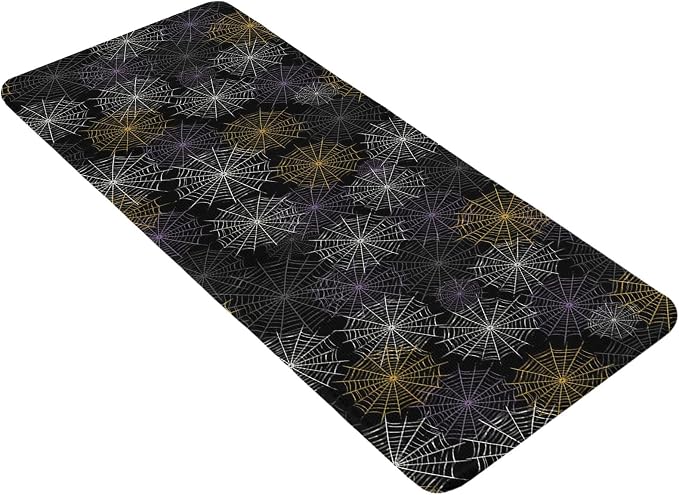 Black Halloween Bathroom Runner Rugs Non Slip Washable Absorbent Narrow Long Bath Mat Purple White Yellow Net Classic Black Runner Rugs for Kitchen Hallway Bedroom Laundry Study Room 19.7"x63"