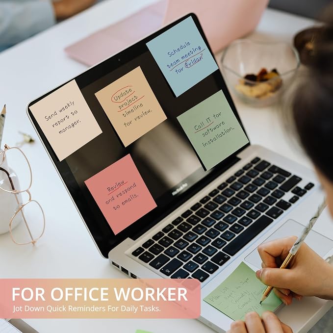 Sticky Notes, 3x3 Inch, 36 Pads, Aesthetic Self-Stick Note for Office, School and Home, Ideal for Planning, Notes and Organization, Vintage Colors
