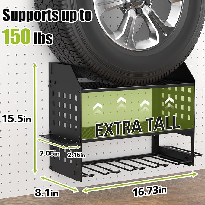 SUNALLY Power Tool Organizer Wall Mount with Charging Station,3 Layer Heavy Duty Metal Tool Storage Rack with 4 Drill Holders, Power Tool Shelf for Garage, Warehouse, Workshop, Gifts for Men, Husband