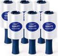 International Plastics Co. 6 Pack of 5" Plastic Stretch Film Wrap with Rotating Handles 1000 feet Each 500% Stretch Ability