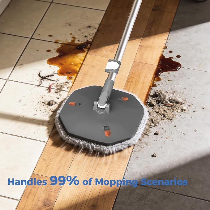 Spin Mop and Bucket Set with Wringer, Hands-Free Floor Mop System | Clean & Dirty Water Separation, Hands-Free Wringing, 360° Spin Mop Head, Detachable Bucket