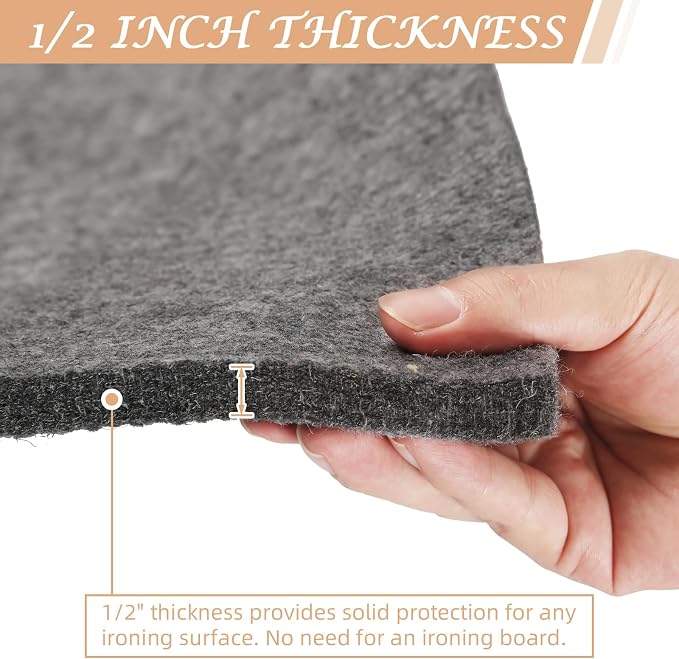 24" X 18" Wool Pressing Mat, 100% Felted Wool Ironing Mat Pad Wool Felted Iron Board Quilting Supplies and Notions, Ideal for Ironing, Quilting, Sewing