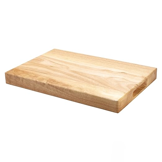Winco WCB-1824 Wooden Cutting Board, 18-Inch by 24-Inch by 1.75-Inch, Medium, Tan | Inset handles, Minimizes dulling, Attractive appearance, Great for Charcuterie, Cheese, Appetizers and Buffet Displays