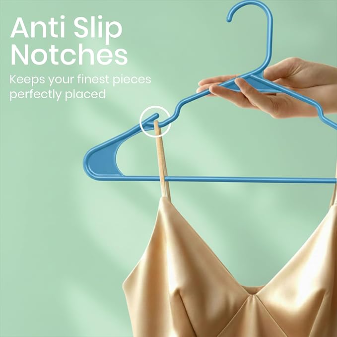 Utopia Home Plastic Hangers 30 Pack – Space Saving Clothes Hanger Blue | Durable & strong | Closet organizer & storage | Ideal for apartments, dorms & stocking stuffers