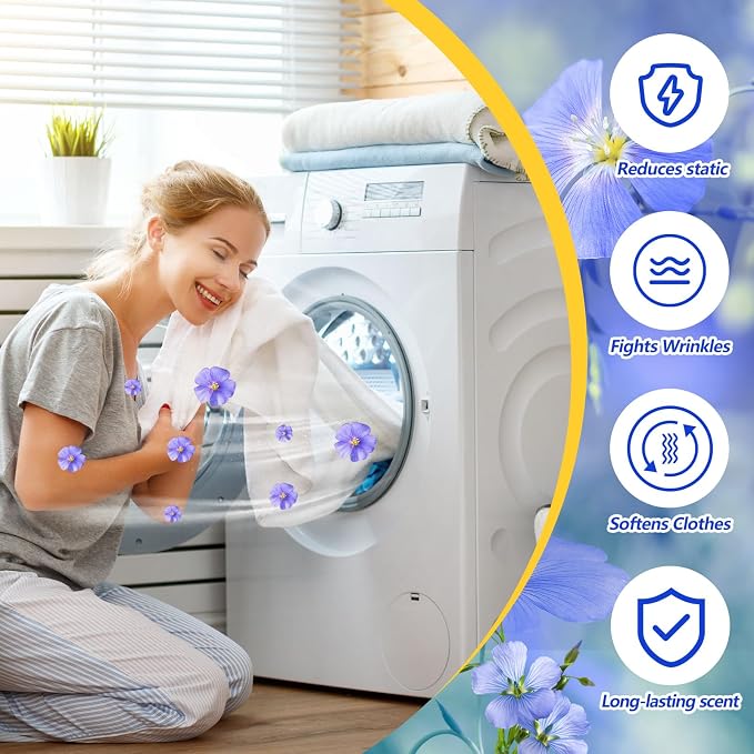 600 Count Dryer Sheets Bulk Fabric Softener Fresh Linen Scent, Fresh Dryer Sheets Naturally Softens and Removes Static Cling, Ideal for Large Households, Sensitive Skin