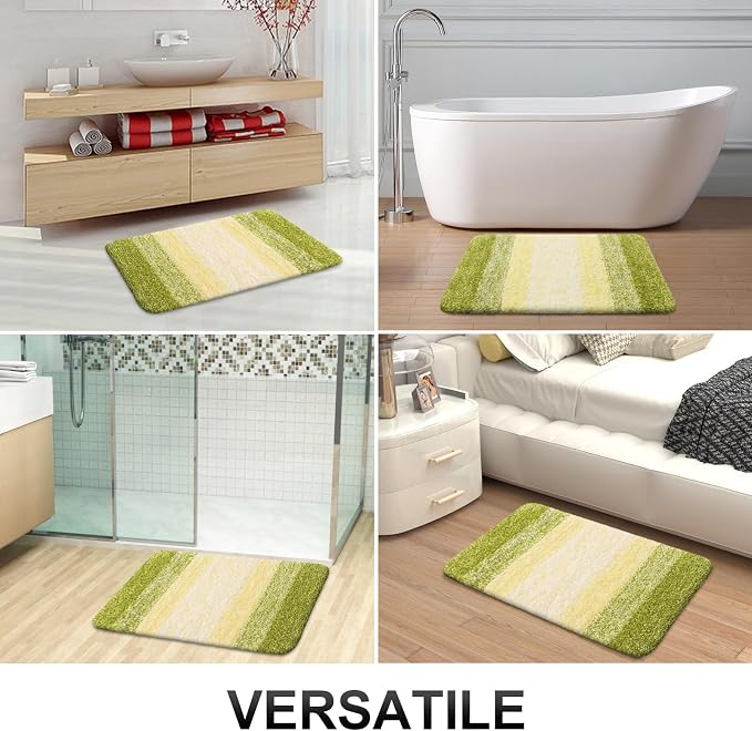 OLANLY Small Bathroom Rugs Mat 24x16, Extra Soft Absorbent Microfiber Bath Rugs, Rubber Backing, Quick Dry, Washable Bath Mats for Bathroom Floor, Tub and Shower, Home Decor Accessories, Olive Green