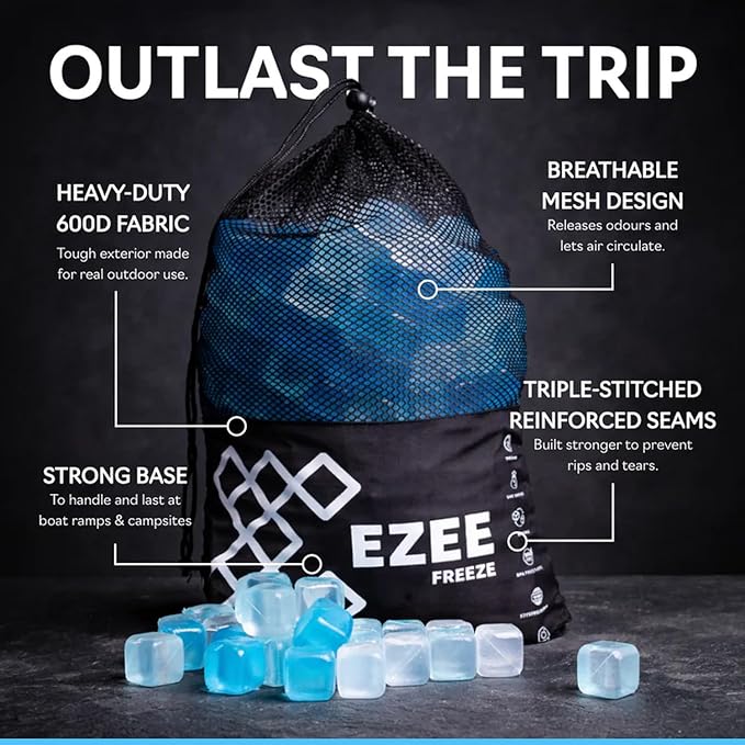 Reusable Ice Cubes for Coolers - Mega Freeze 10.5 lb Bag, 335 Blue Ice Cubes Use in Drinks, Lunch Boxes, Fishing, Refreezable Party Ice, Ice Bath