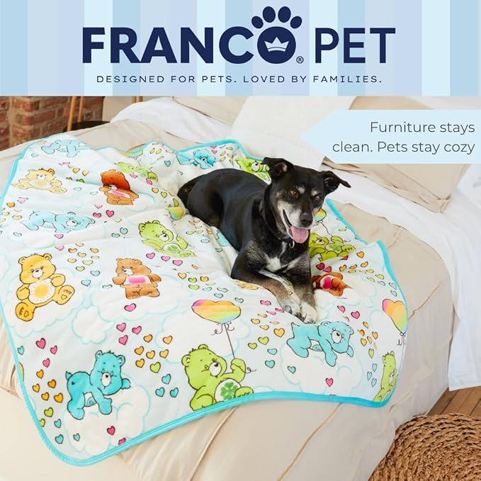 Care Bears Waterproof Dog Bed Cover, Large 50x60 Pet Blanket for Furniture Bed Couch Sofa, (Officially Licensed) by Franco
