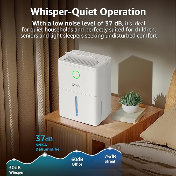 KNKA 1600 sq.ft Dehumidifiers for Basement, 21 Pint Dehumidifiers for Home with Drain Hose, Continuous Drainage, Washable Filter, Intelligent Humidistat for Bedroom, Bathroom, Large Home