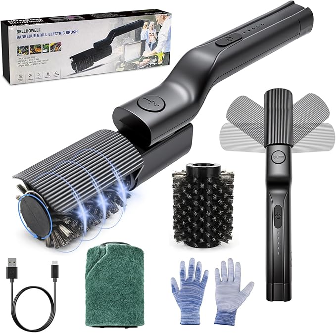 Electric Grill Brush Cordless Rechargeable BBQ Cleaner | 3-Speed Modes, 2600mah High-Torque Power, Rotary BBQ Scrubber, For Outdoor Stainless Steel Cast Iron Grates