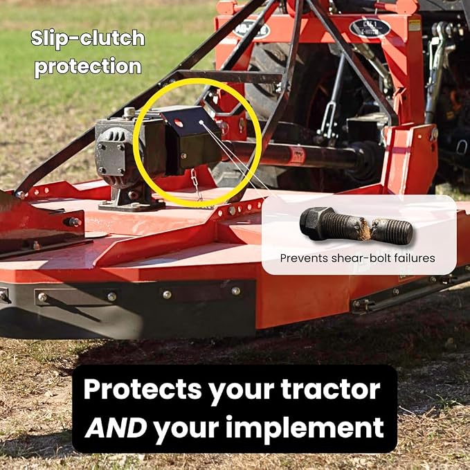 72 Inch Brush Hog Tractor Rotary Cutter with PTO, Fits 22-50 HP | Cat 1 & 2, Heavy Duty 3 Point PTO Rotary Mower, 6 Gauge Steel Deck, Slip Clutch Driveline, Cuts 2 Inch Brush