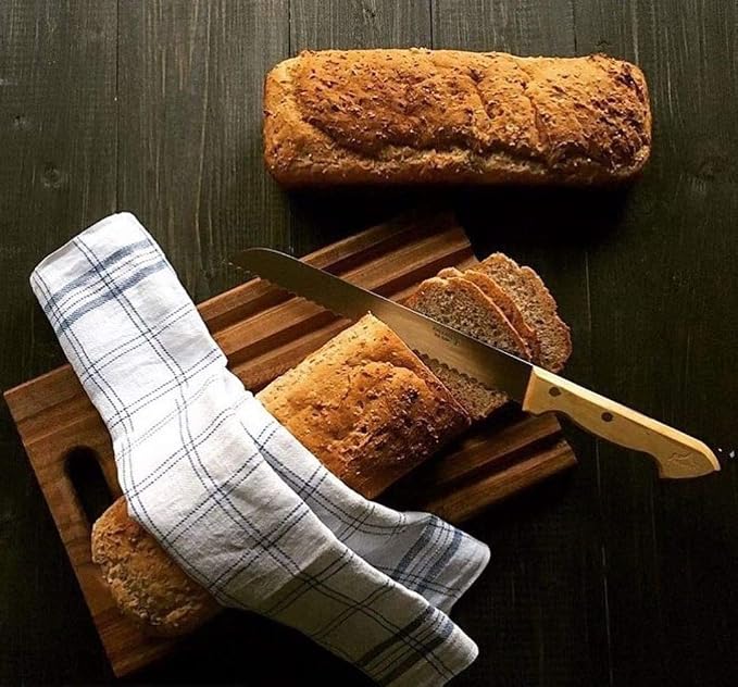 Ironwood Gourmet Bread Cutting Board, 9.75 x 15 x 0.75 inches, Sweep Off Baguette Board