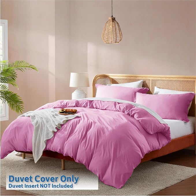 Nestl Twin Duvet Cover Set - Soft Double Brushed Light Pink Duvet Cover Twin XL, 2 Piece, with Button Closure, 1 Duvet Cover 68x90 inches and 1 Pillow Sham
