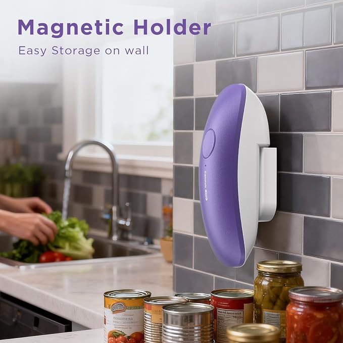 Canslab Ultrablade PRO Electric Can Opener,USB Rechargeable,Smart Auto Stop | Automatic Can Opener for Seniors with Arthritis, Handsfree Side Cut with Smooth Edge, Cordless, Kitchen Wall Mountable, Lilac