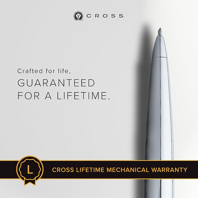 Cross ATX Pure Chrome Ballpoint Pen - Refillable Pen for Smooth Writing - Black Ink - Comfortable Grip - Long-Lasting - Professional Office Supplies - Gift Box Included