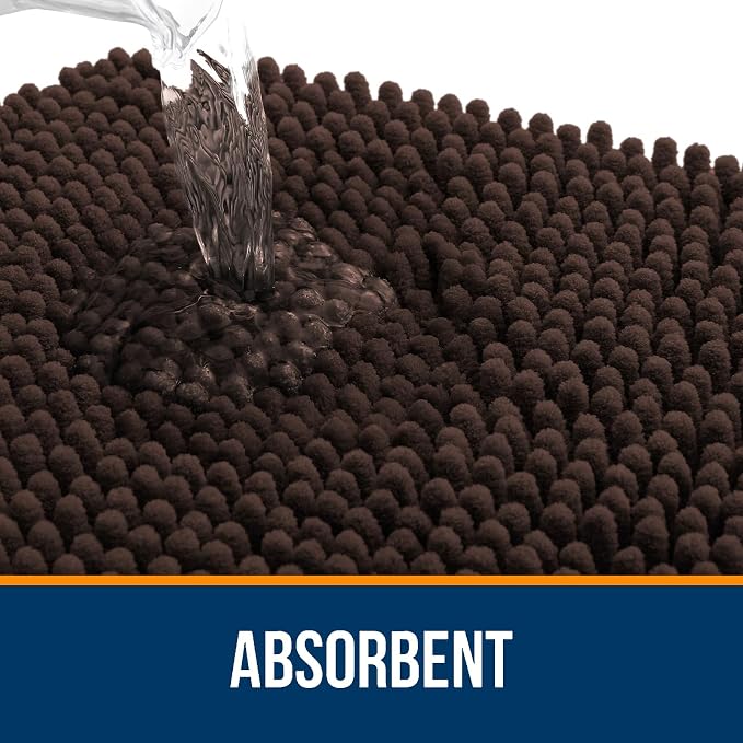 OLANLY Large Bathroom Rugs 40x24, Extra Soft Absorbent Chenille Bath Rugs, Rubber Backing Quick Dry, Machine Washable Bath Mats for Bathroom Floor, Tub and Shower, Home Decor Accessories, Brown