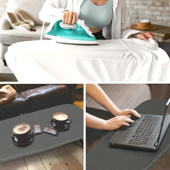 Small Ironing Board Tabletop, RAINHOL Compact Portable Iron Board Foldable with Cover and Pad, Countertop Mini Ironing Table for Travel and Space Saving, 31"x12", Black
