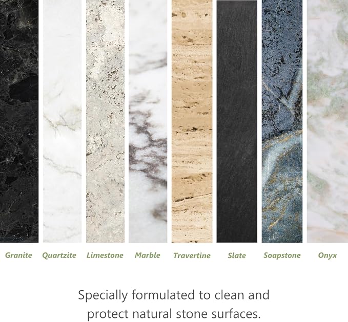 MORE Stone & Quartz Cleaner + Protector - Granite, Quartz & Marble Cleaner - For Kitchen & Bathroom Countertops - Water-Based Surface Spray Refill - Lavender-Verbena Essential Oil - Gallon (128oz)