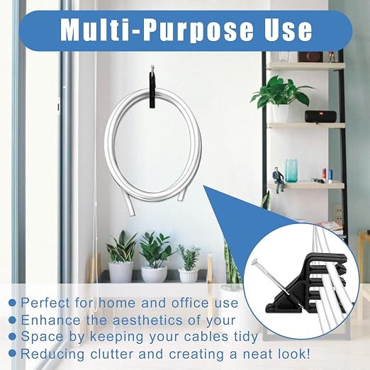 Cable Stackers 200Pcs, Cable Stapler Clips with Steel Nails, Multi-Purpose Electrical Wire Stackers, Insulated Cord Staples for Most Cable Types, Easy-to-Install