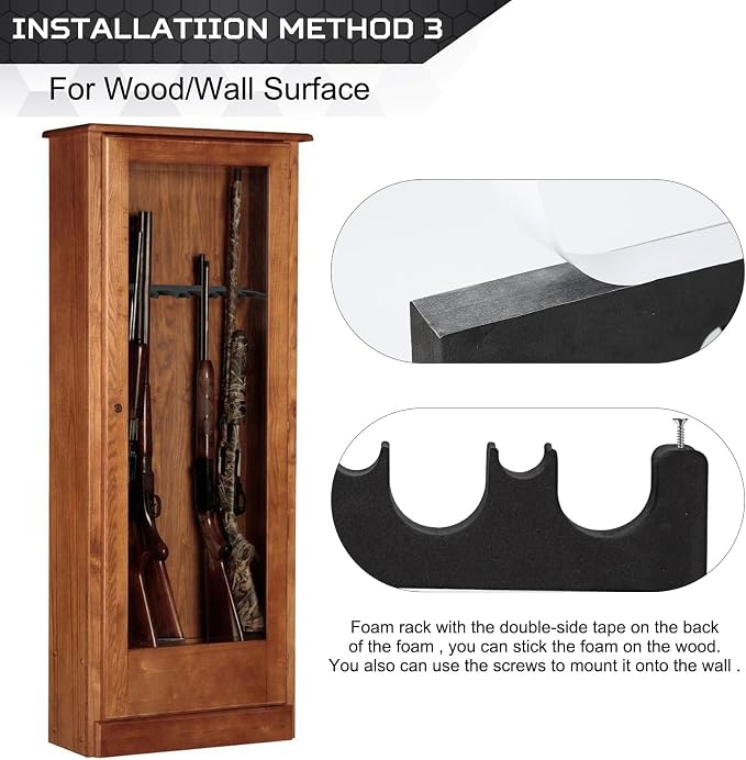 OCQOTAT Gun Rack for Gun Storage, Gun Safe Accessory for Shotguns, Gun Holder in Gun Cabinet, Shotgun Rest, Foam Material with Magnetic Strip and Hook Strip, Gifts for Hunters