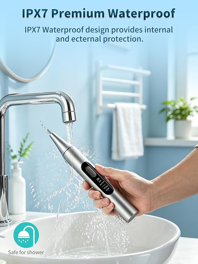 Plaque Remover for Teeth - Teeth Cleaning Kit Tartar Remover for Teeth with LED Light & 5 Adjustable Modes, USB C Rechargeable, 4 Replaceable Heads&6 Dental Tools, IPX7 Waterproof for Home Use