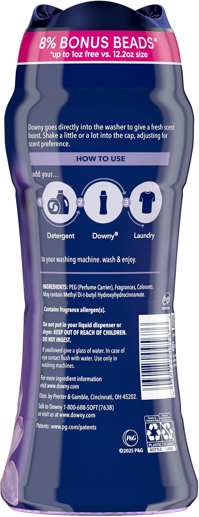 Downy Calm In-Wash Laundry Scent Booster Beads, Soothing Lavender and Vanilla Bean scent, 12.2 OZ, laundry scent beads, Long-lasting Freshness (Packaging May Vary) (Pack of 4)