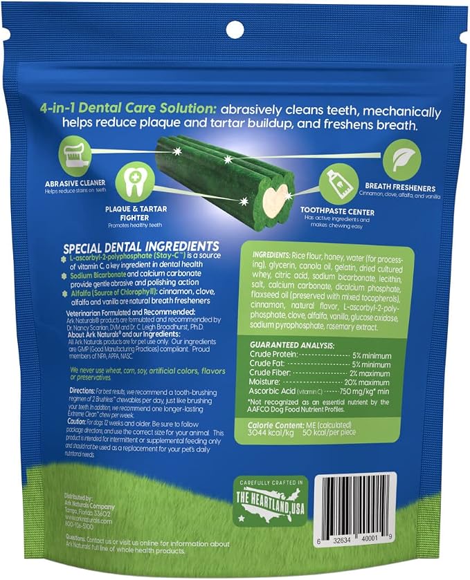 Ark Naturals Brushless Toothpaste – Medium Breeds, 18oz Bag, 2-Pack – Dog Dental Chew with Toothpaste Center – Freshen Breath and Reduce Plaque & Tartar with Dental Chews for Dogs | Dental Chew with Toothpaste Center to Freshen Breath, Reduce Plaque & ...
