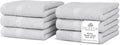 Villa Celestia Cotton Washcloths Set of 6, 12x12 Inch, 100% Ring-Spun Combed Cotton, Soft Absorbent Quick-Dry Wash Cloths for Face and Body, Oeko-TEX Certified, Hotel & Spa Quality, Silver Grey