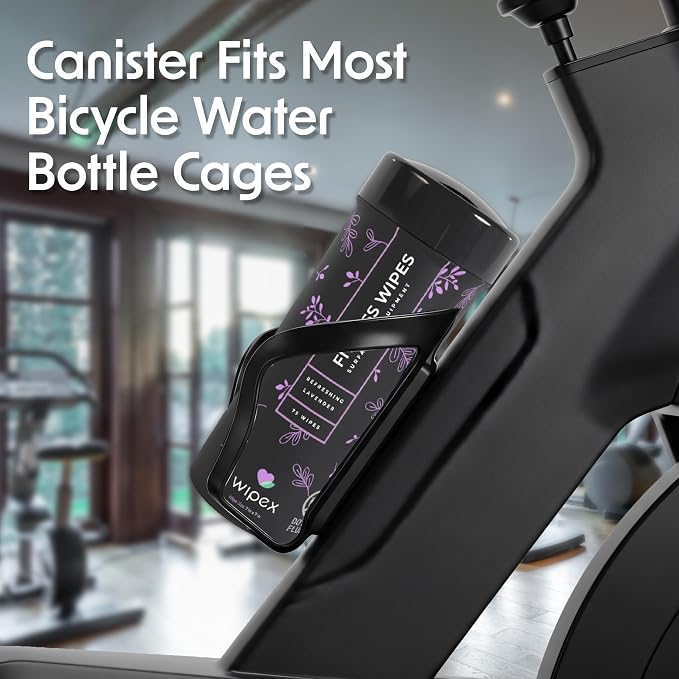 Wipex Yoga Mat Cleaner & Fitness Wipes - Natural Lavender & Vinegar Gym Equipment Cleaner - 75 Gym Wipes to Clean Yoga Mats, Spinning & Peloton Bikes, Weight Machines & Surfaces
