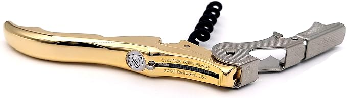 Pulltap's Genuine Slider Boss 150 Waiter's Corkscrew – Double-Hinged Wine Key with Sliding Foil Cutter – Patented Design – Made in Spain – Oro (24K Flash Gold)