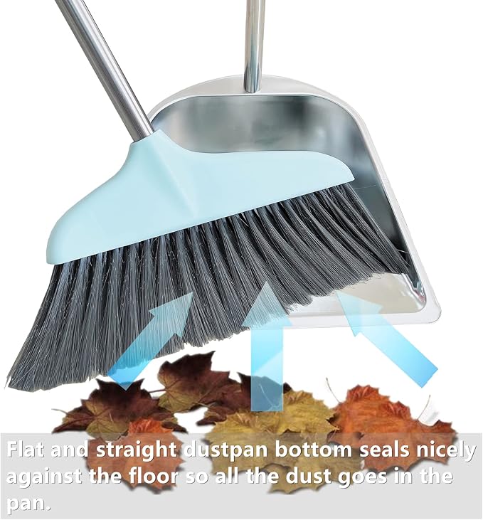 YAYOU Dust Pan with Long Handled for Home, 33.5'' Premium Quality Heavy Duty Stainless Steel Dustpan, Elegant Stand Up Design, Sturdy Dustpans for Home/ Lobby/ Shop/ Office, Dustpan Only