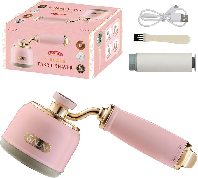 SALAV Retro Edition Rechargeable Fabric Shaver & Lint Roller, Rose