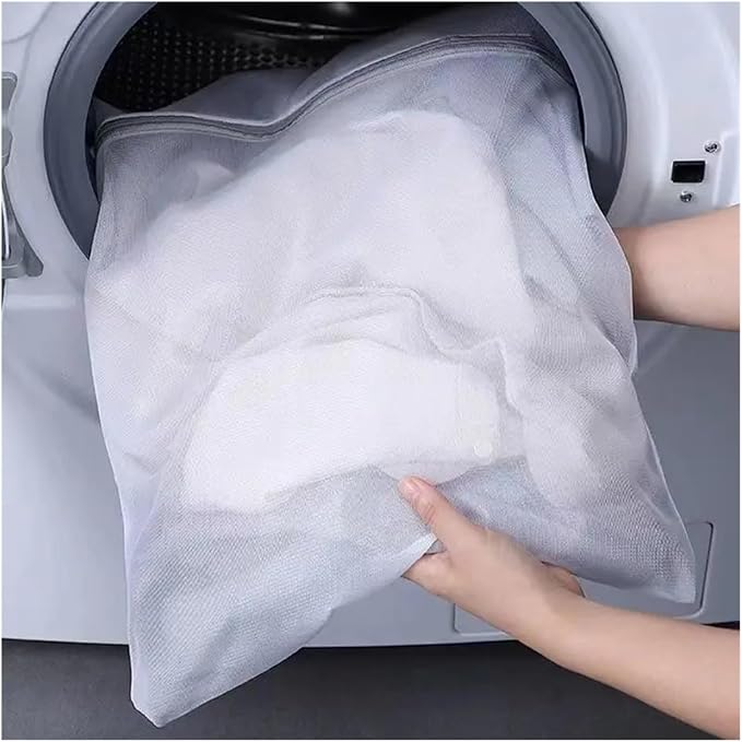White Durable Large Washing Laundry Bag Mesh Organizer Net Dirty Bra Socks Underwear Shoe Storag Wash Machine Cover Clothes(Cw-30x40)