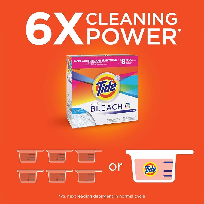Tide Ultra Plus Bleach Original Scent Powder Laundry Detergent, 80 loads, 144 oz