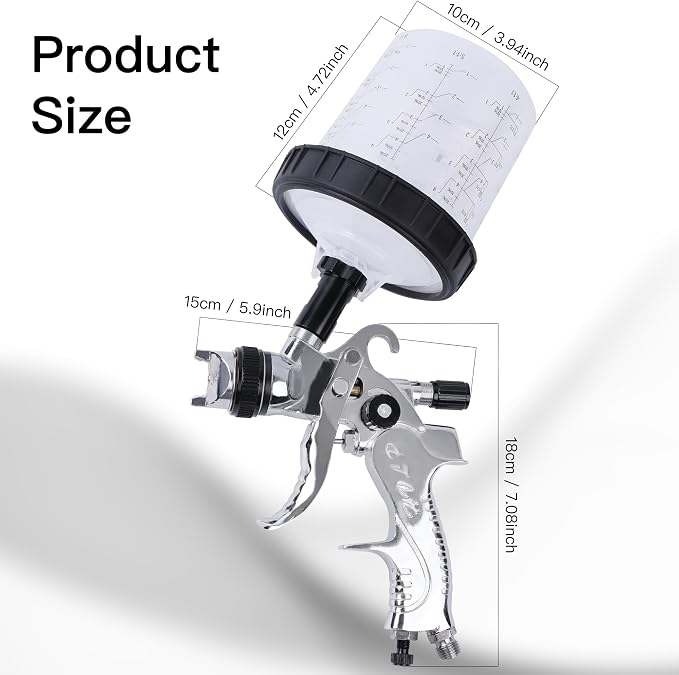 HVLP Spray Gun with Disposable Paint Cups Kit for Car Painting | 10 Disposable 600ml Paint Cups, 4 Nozzles (1.4/1.7/2.0/2.5mm) For Automotive Primer, Basecoat, Clear Coat And Diy Projects.