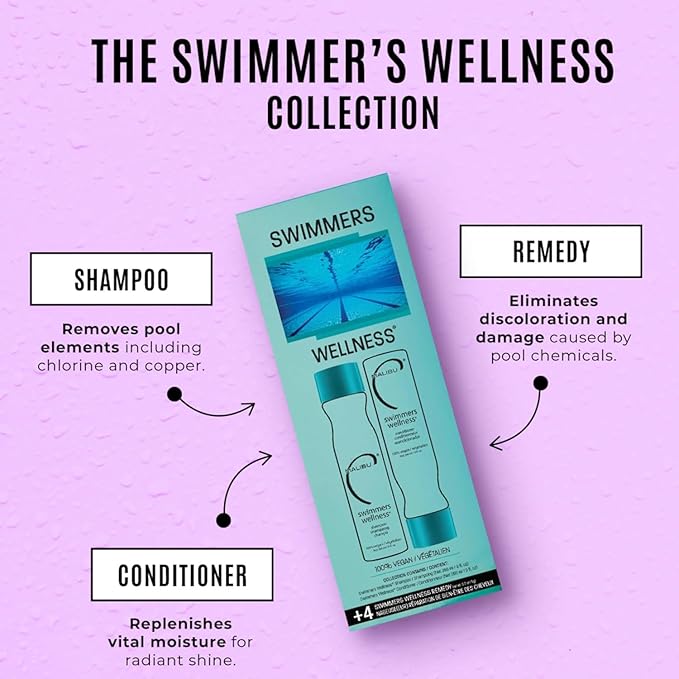 Malibu C Swimmers Wellness Remedy & After Pool Hair Care - Restoring & Hydrating Swim Treatment with Vitamin C Complex - Protects Against Discoloration from Chlorine, Salt Water, Build Up (12 Packets)
