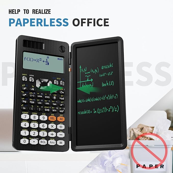 Scientific Calculators for Students 991ES Office Calculators with Notepad Desktop, ROATEE 4-Line Display Calculator with LCD Writing Tablet, Battery Rechargeable Power Calculator School Supplies