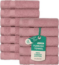 SALBAKOS 12-Piece 100% Turkish Cotton Washcloths and Face Towels, Rose | 13x13 in Standard Size Small Towel, Multi-use Bathroom & Kitchen, Thick Super Soft Absorbent Durable, Oeko-Tex Made in Turkey