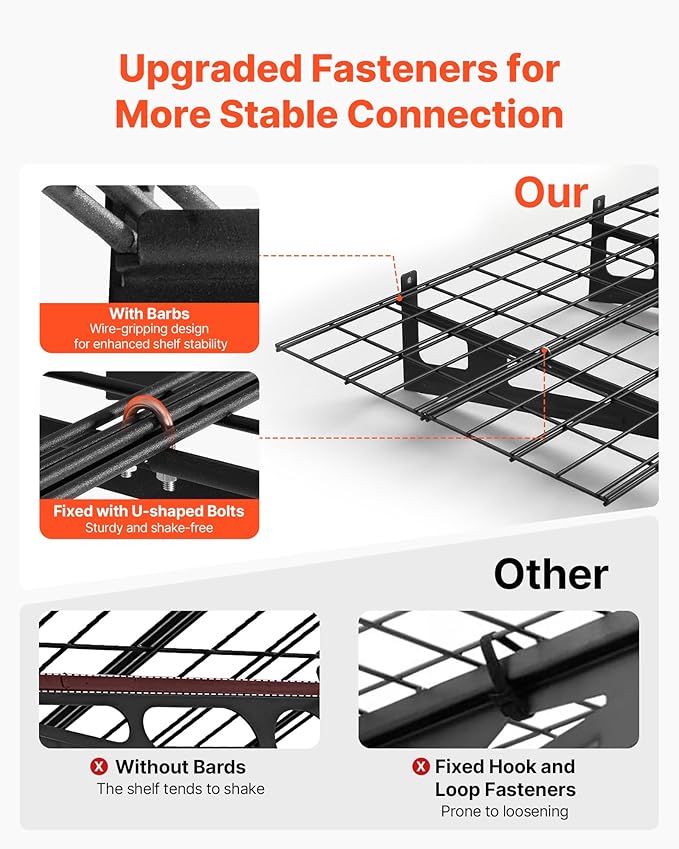 VEVOR 2-Pack Heavy Duty Garage Wall Shelving, 2 x 6 ft Steel Wall Mounted Shelving Unit with Hooks, 24 x 72 Inch Per Shelf Floating Storage Metal Rack, 1000 lbs Total Weight Capacity