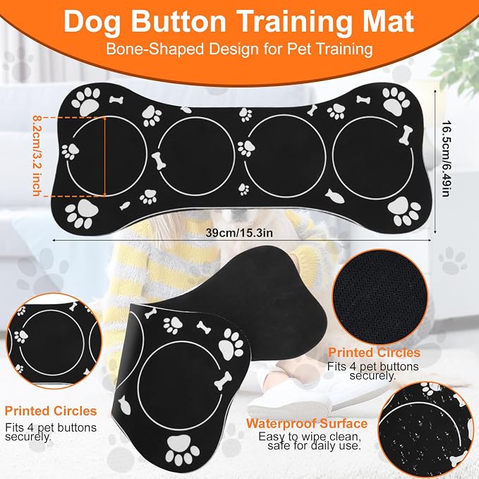 Dog Buttons for Communication,8Pcs Talking Button Set with 30s Recordable Voice Pet Training Buzzers with 2 Mats & 2 Stickers, Talking Buttons for Dogs & Cats (Batteries Not Included)