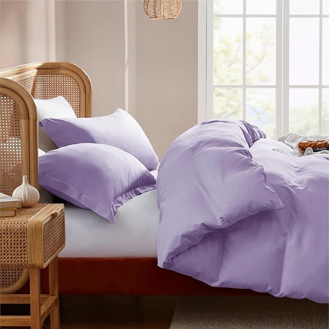 Nestl Lavender Duvet Cover Queen Size - Soft Double Brushed Queen Duvet Cover Set, 3 Piece, with Button Closure, 1 Duvet Cover 90x90 inches and 2 Pillow Shams