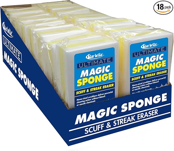 STAR BRITE Ultimate Magic Sponge - Boat Scuff Eraser Melamine Scrubber with Reinforced Core - 18 Pack (041018)